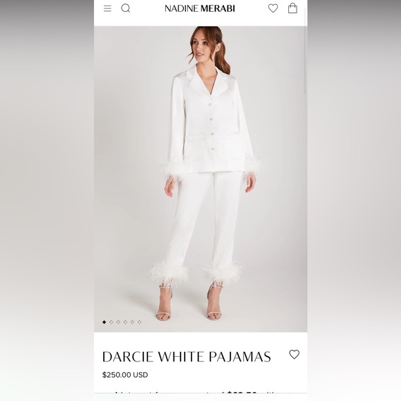 NADINE MERABI Darcie Ivory Satin Pajamas - Picture 1 of 13